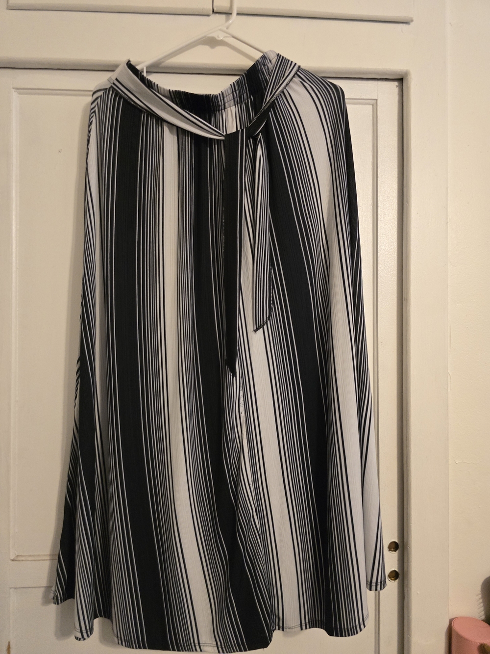 Black & White Vertical Stripe Maxi Skirt